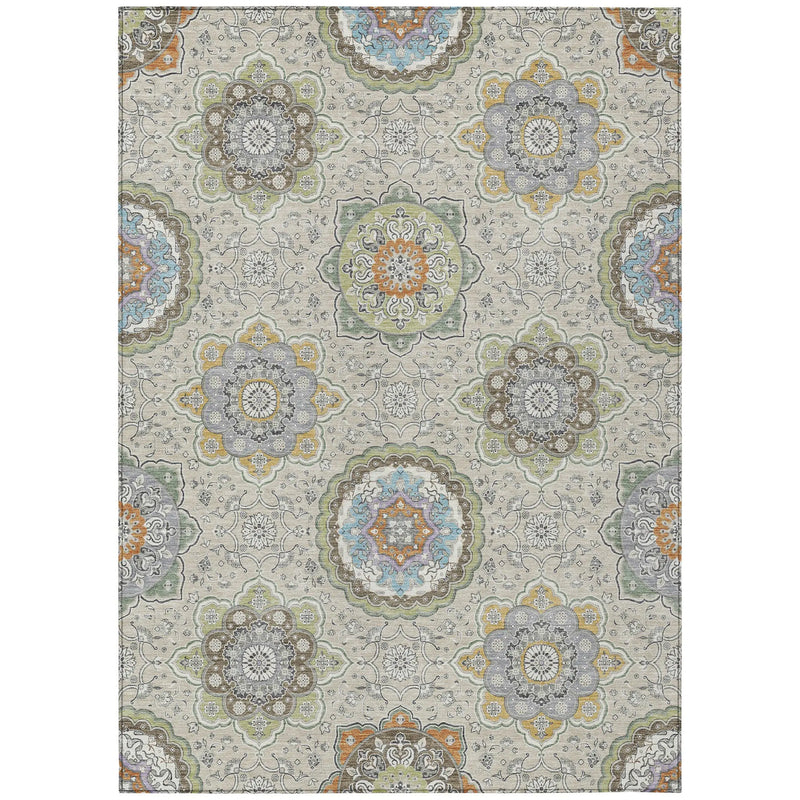 3' X 5' Beige And Brown Floral Medallion Washable Indoor Outdoor Area Rug Homeroots Outdoor