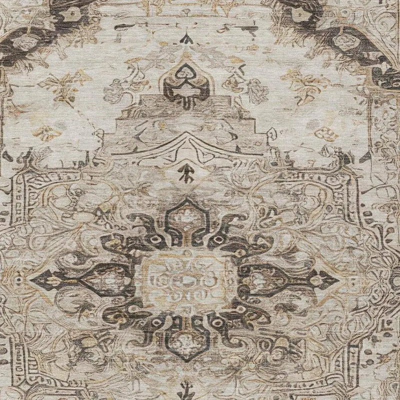 3' X 5' Beige And Brown Floral Medallion Washable Indoor Outdoor Area Rug Homeroots Outdoor