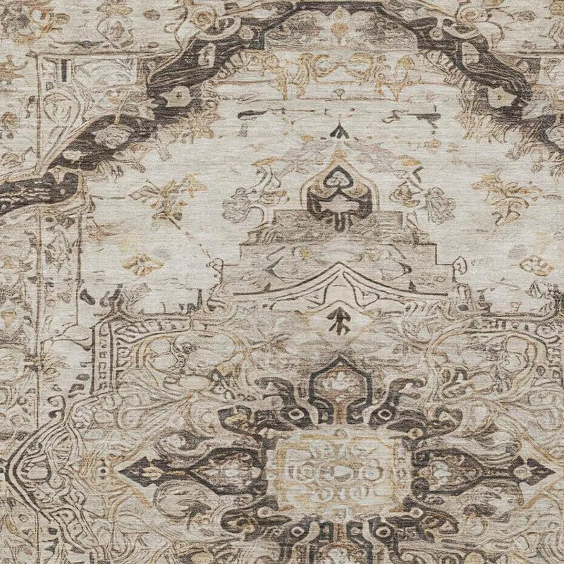3' X 5' Beige And Brown Floral Medallion Washable Indoor Outdoor Area Rug Homeroots Outdoor