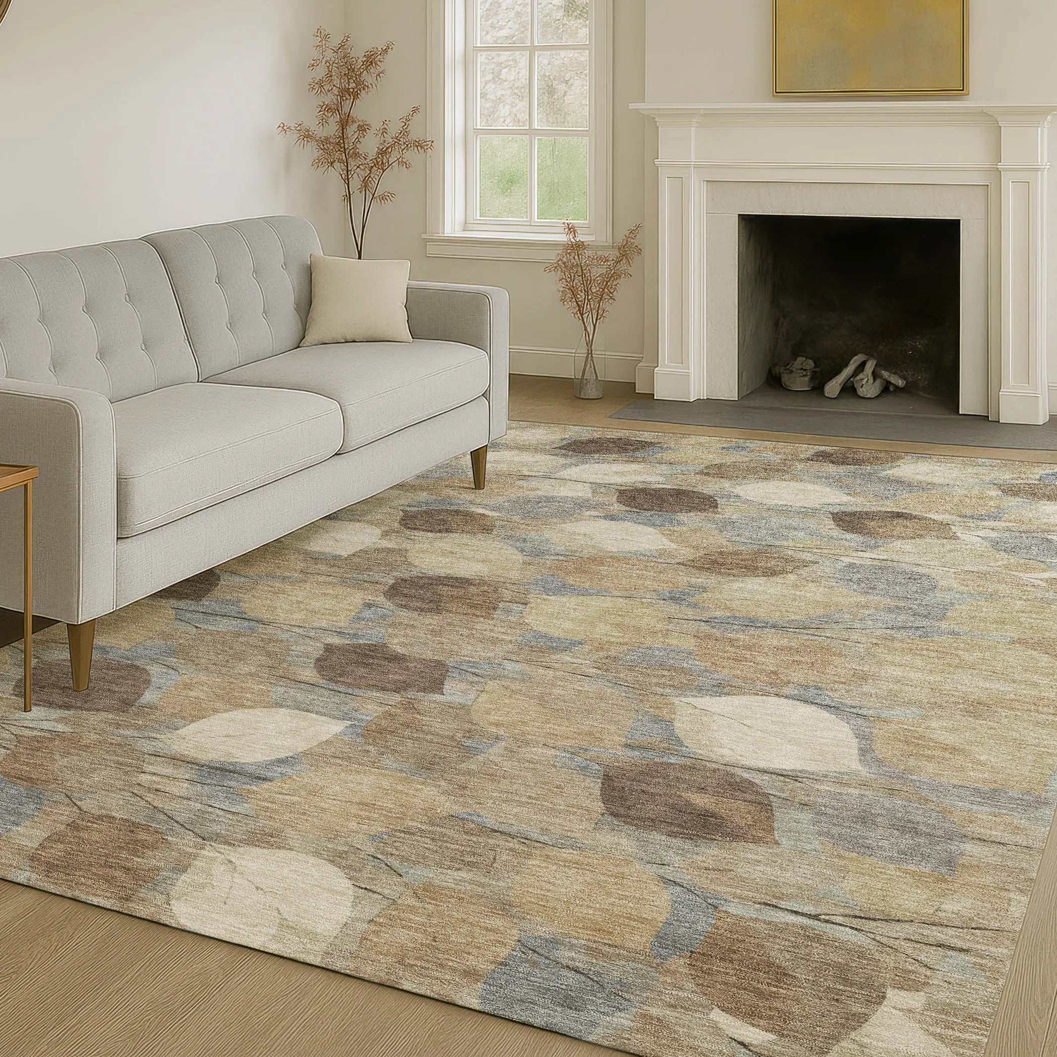 3' X 5' Beige And Brown Floral Washable Indoor Outdoor Area Rug Homeroots Outdoor