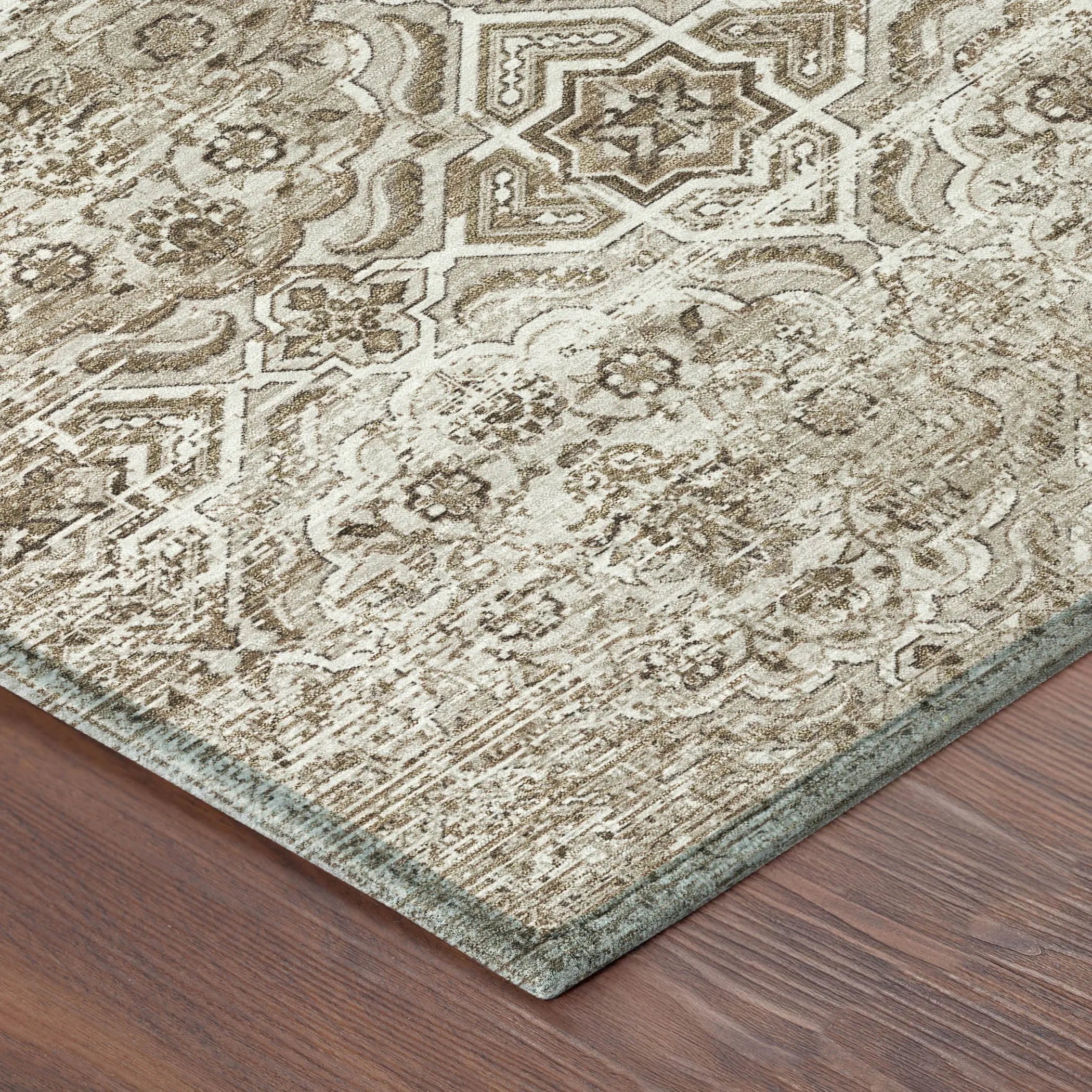 3' X 5' Beige And Brown Floral Washable Indoor Outdoor Area Rug Homeroots Outdoor