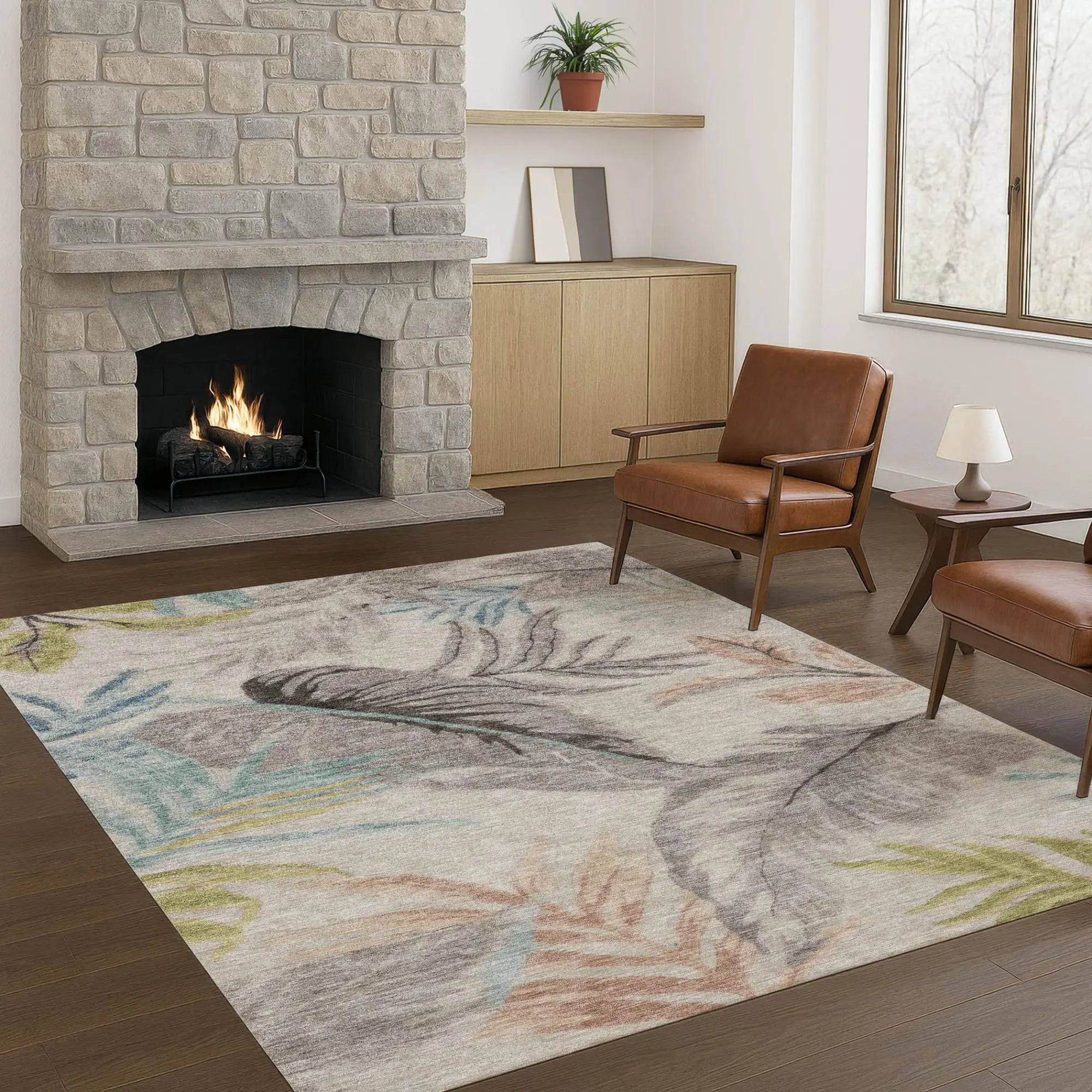 3' X 5' Beige And Brown Floral Washable Indoor Outdoor Area Rug Homeroots Outdoor