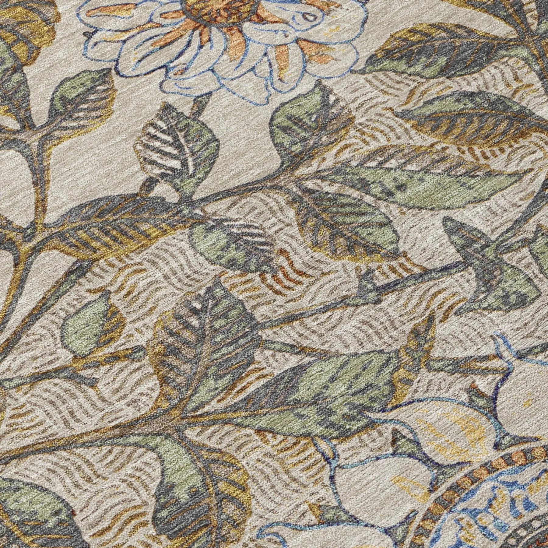 3' X 5' Beige And Brown Floral Washable Indoor Outdoor Area Rug Homeroots Outdoor