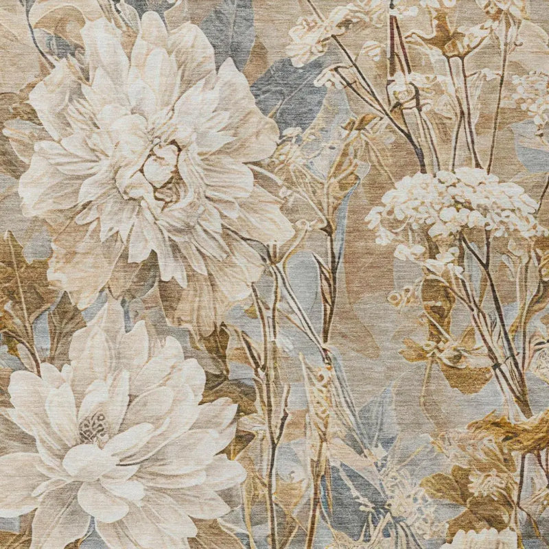 3' X 5' Beige And Brown Floral Washable Indoor Outdoor Area Rug Homeroots Outdoor