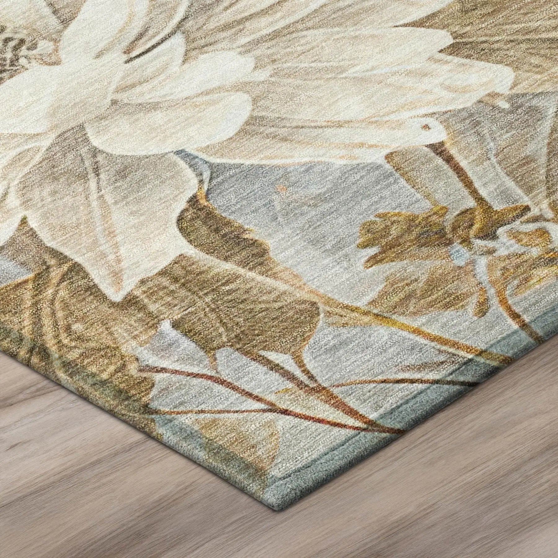 3' X 5' Beige And Brown Floral Washable Indoor Outdoor Area Rug Homeroots Outdoor