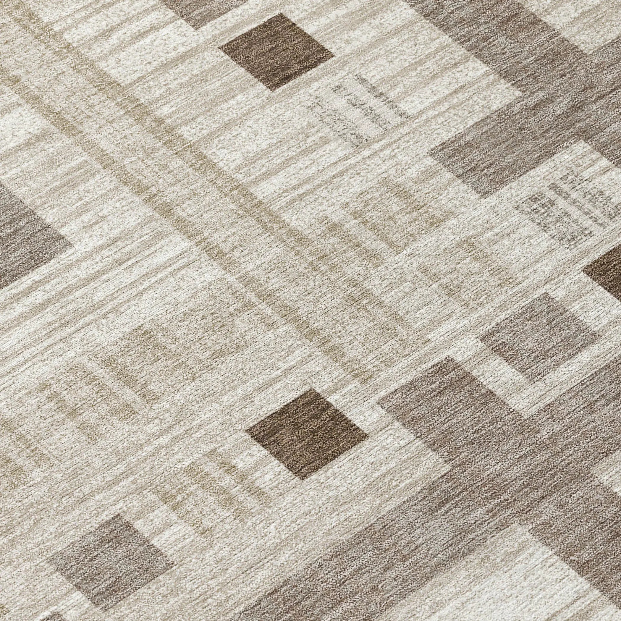 3' X 5' Beige And Brown Geometric Washable Indoor Outdoor Area Rug Homeroots Outdoor