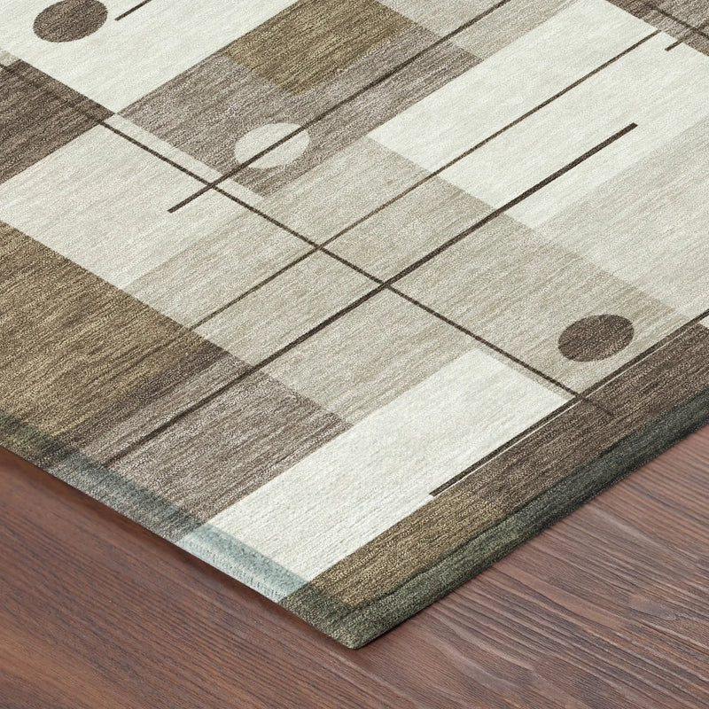 3' X 5' Beige And Brown Geometric Washable Indoor Outdoor Area Rug Homeroots Outdoor