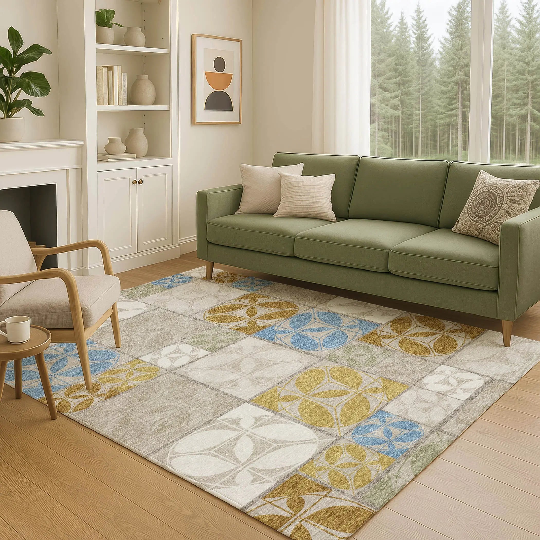 3' X 5' Beige And Brown Geometric Washable Indoor Outdoor Area Rug Homeroots Outdoor
