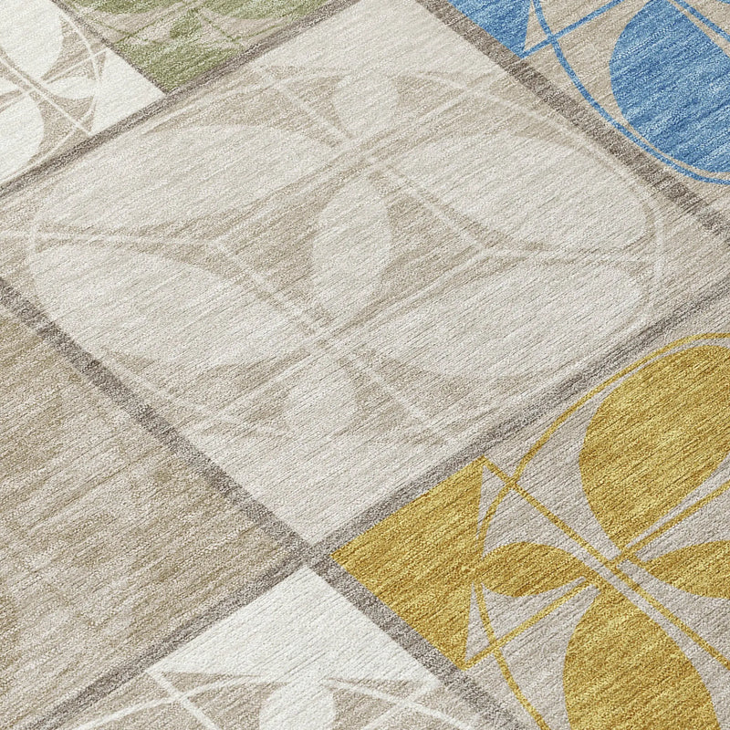 3' X 5' Beige And Brown Geometric Washable Indoor Outdoor Area Rug Homeroots Outdoor