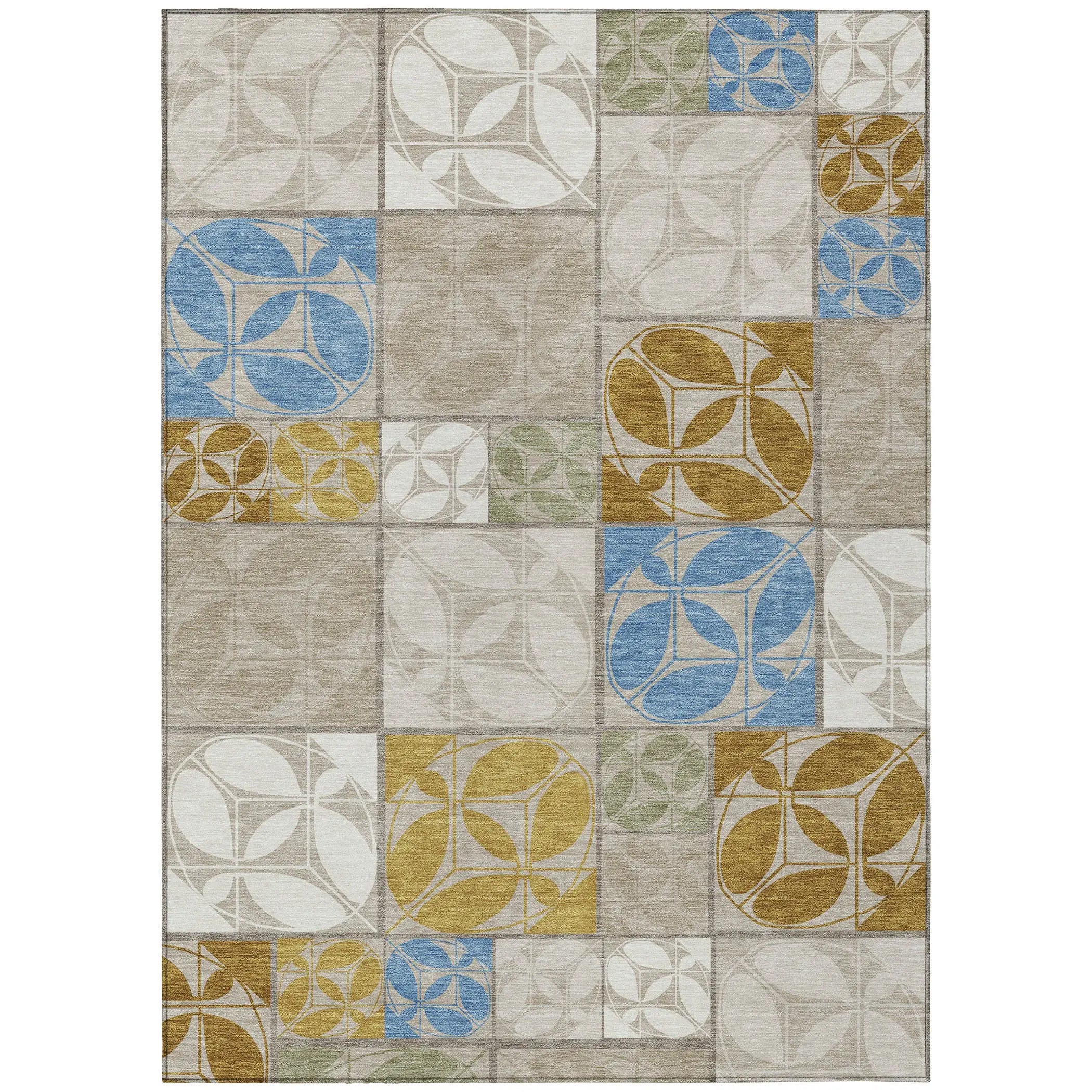 3' X 5' Beige And Brown Geometric Washable Indoor Outdoor Area Rug Homeroots Outdoor
