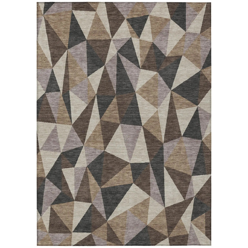 3' X 5' Beige And Brown Geometric Washable Indoor Outdoor Area Rug Homeroots Outdoor