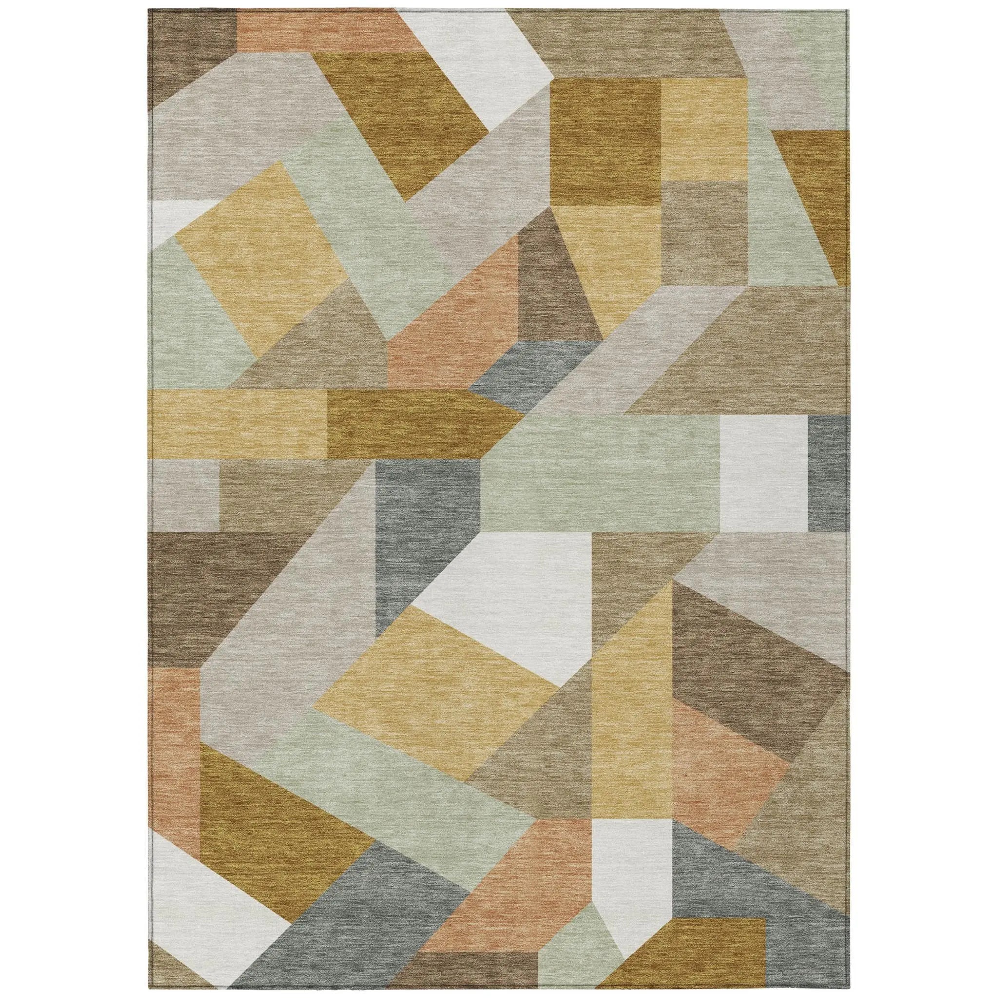 3' X 5' Beige And Brown Geometric Washable Indoor Outdoor Area Rug Homeroots Outdoor