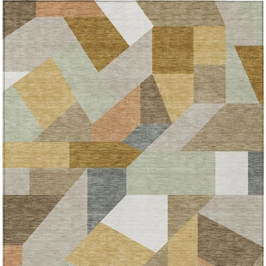 3' X 5' Beige And Brown Geometric Washable Indoor Outdoor Area Rug Homeroots Outdoor