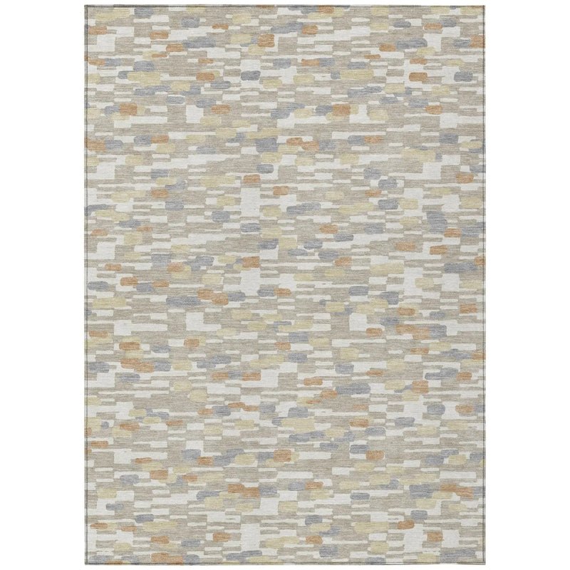 3' X 5' Beige And Brown Geometric Washable Indoor Outdoor Area Rug Homeroots Outdoor
