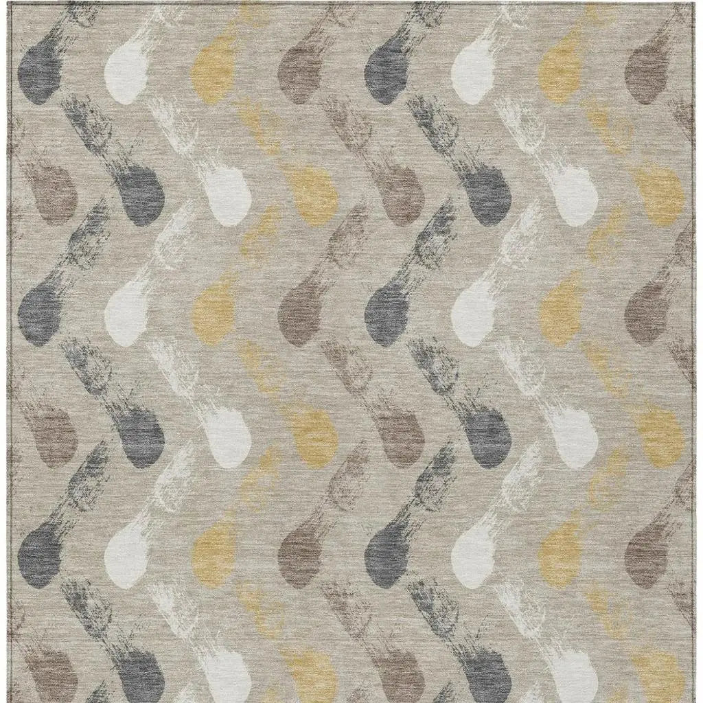 3' X 5' Beige And Brown Geometric Washable Indoor Outdoor Area Rug Homeroots Outdoor