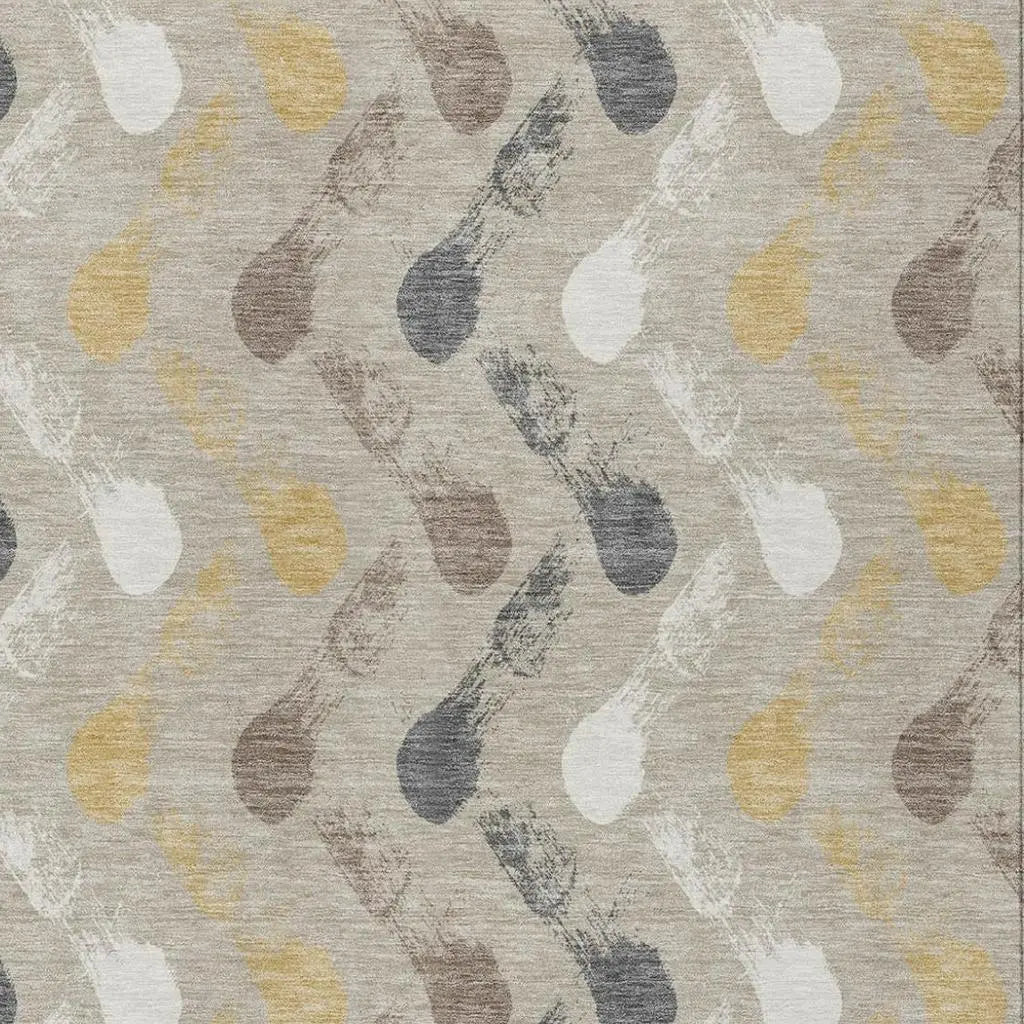 3' X 5' Beige And Brown Geometric Washable Indoor Outdoor Area Rug Homeroots Outdoor