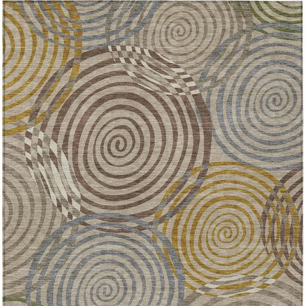 3' X 5' Beige And Brown Geometric Washable Indoor Outdoor Area Rug Homeroots Outdoor