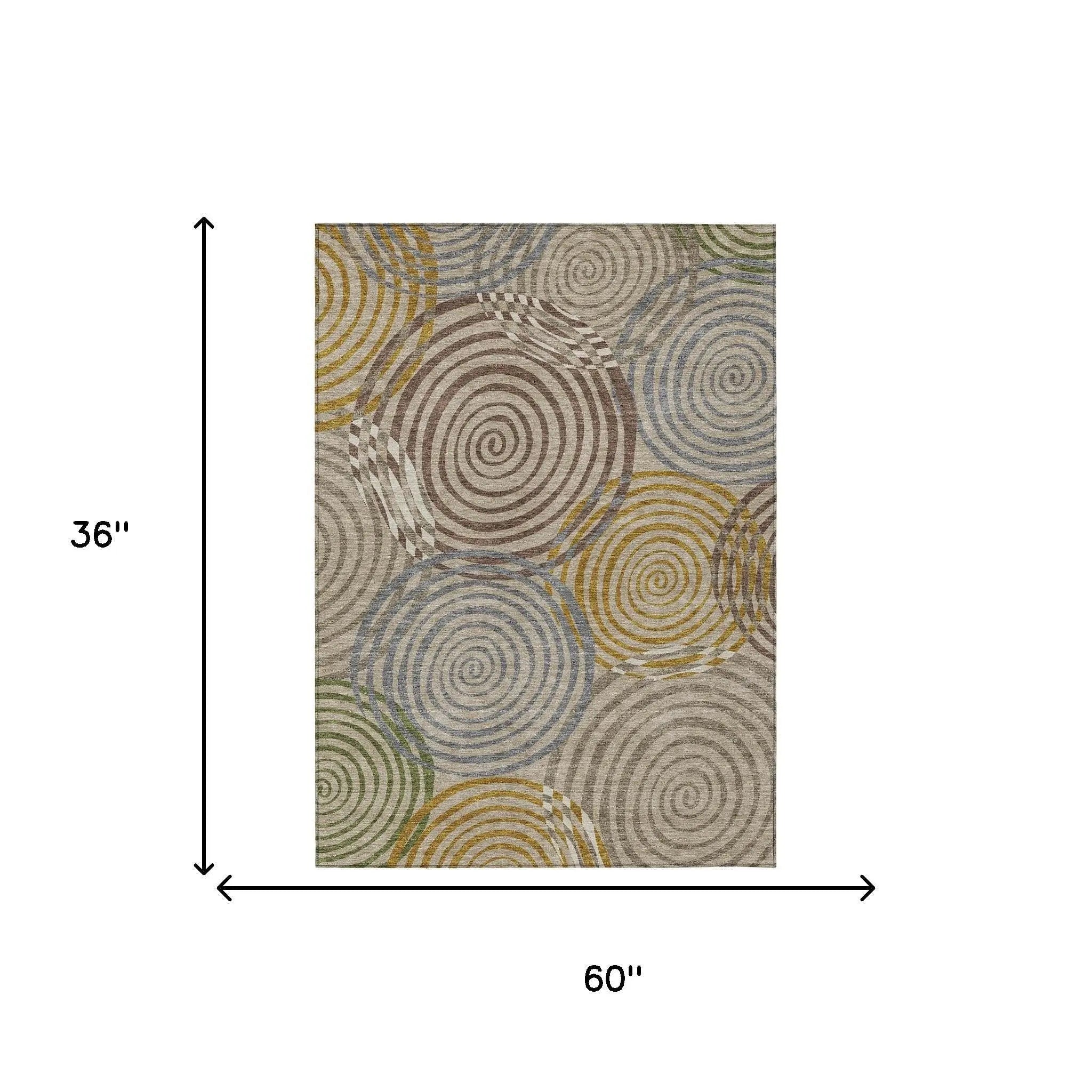 3' X 5' Beige And Brown Geometric Washable Indoor Outdoor Area Rug Homeroots Outdoor