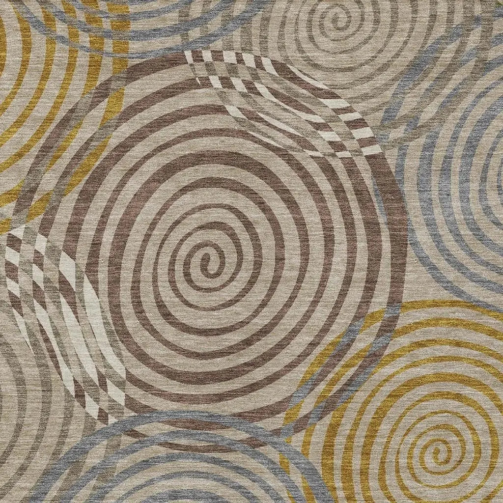3' X 5' Beige And Brown Geometric Washable Indoor Outdoor Area Rug Homeroots Outdoor