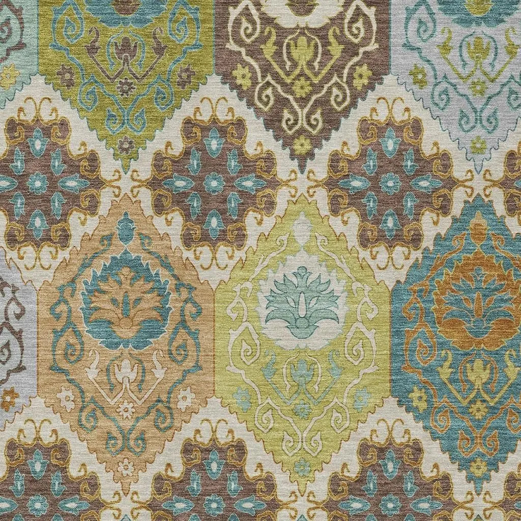 3' X 5' Beige And Brown Geometric Washable Indoor Outdoor Area Rug Homeroots Outdoor