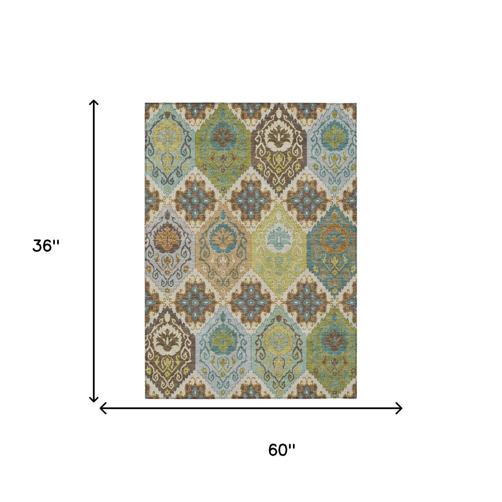 3' X 5' Beige And Brown Geometric Washable Indoor Outdoor Area Rug Homeroots Outdoor