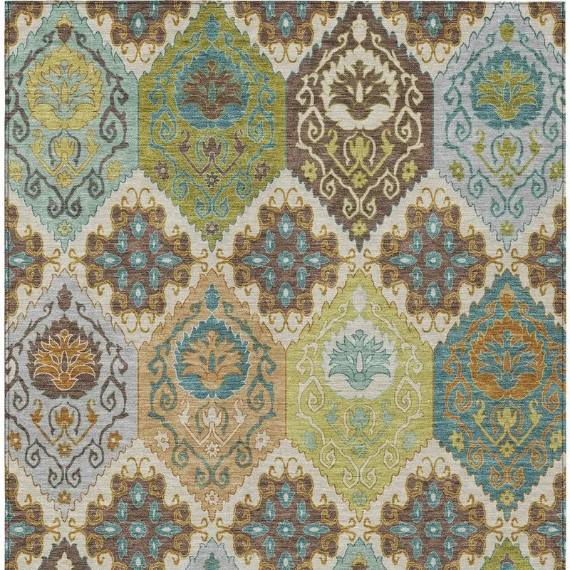 3' X 5' Beige And Brown Geometric Washable Indoor Outdoor Area Rug Homeroots Outdoor
