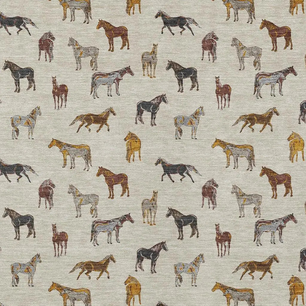 3' X 5' Beige And Brown Horse Washable Indoor Outdoor Area Rug Homeroots Outdoor
