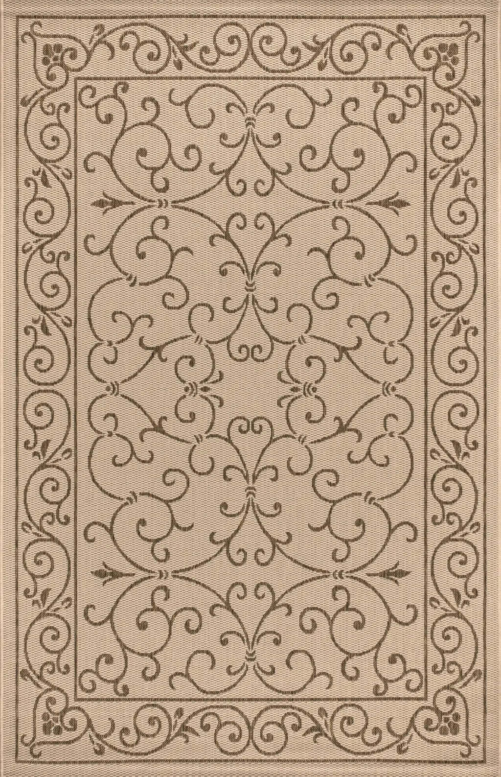 3' X 5' Beige And Brown Medallion Indoor Outdoor Area Rug Homeroots Outdoor