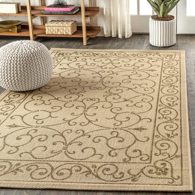 3' X 5' Beige And Brown Medallion Indoor Outdoor Area Rug Homeroots Outdoor