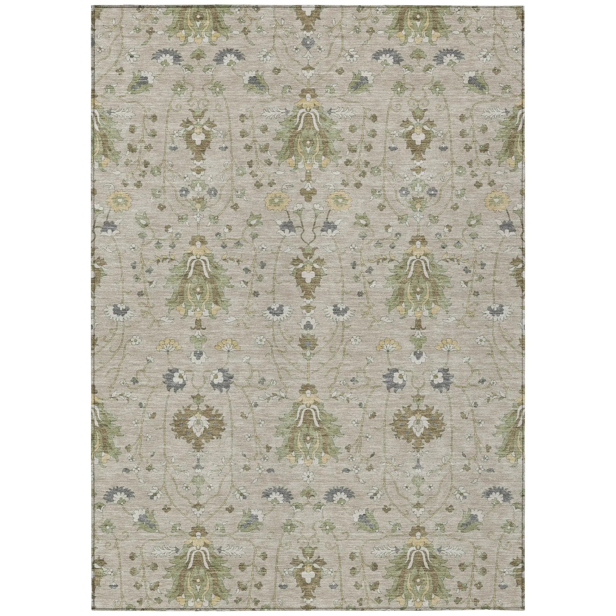 3' X 5' Beige And Brown Oriental Washable Indoor Outdoor Area Rug Homeroots Outdoor