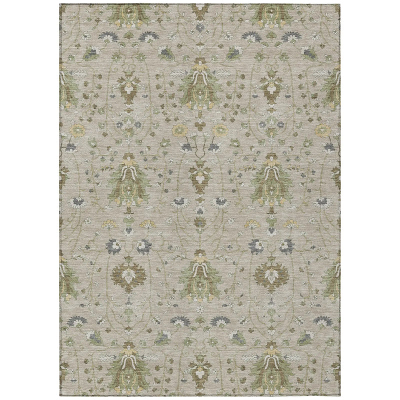 3' X 5' Beige And Brown Oriental Washable Indoor Outdoor Area Rug Homeroots Outdoor