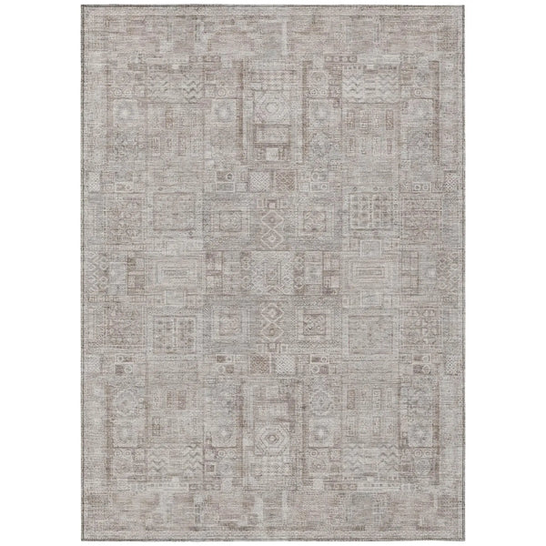 3' X 5' Beige And Brown Oriental Washable Indoor Outdoor Area Rug Homeroots Outdoor
