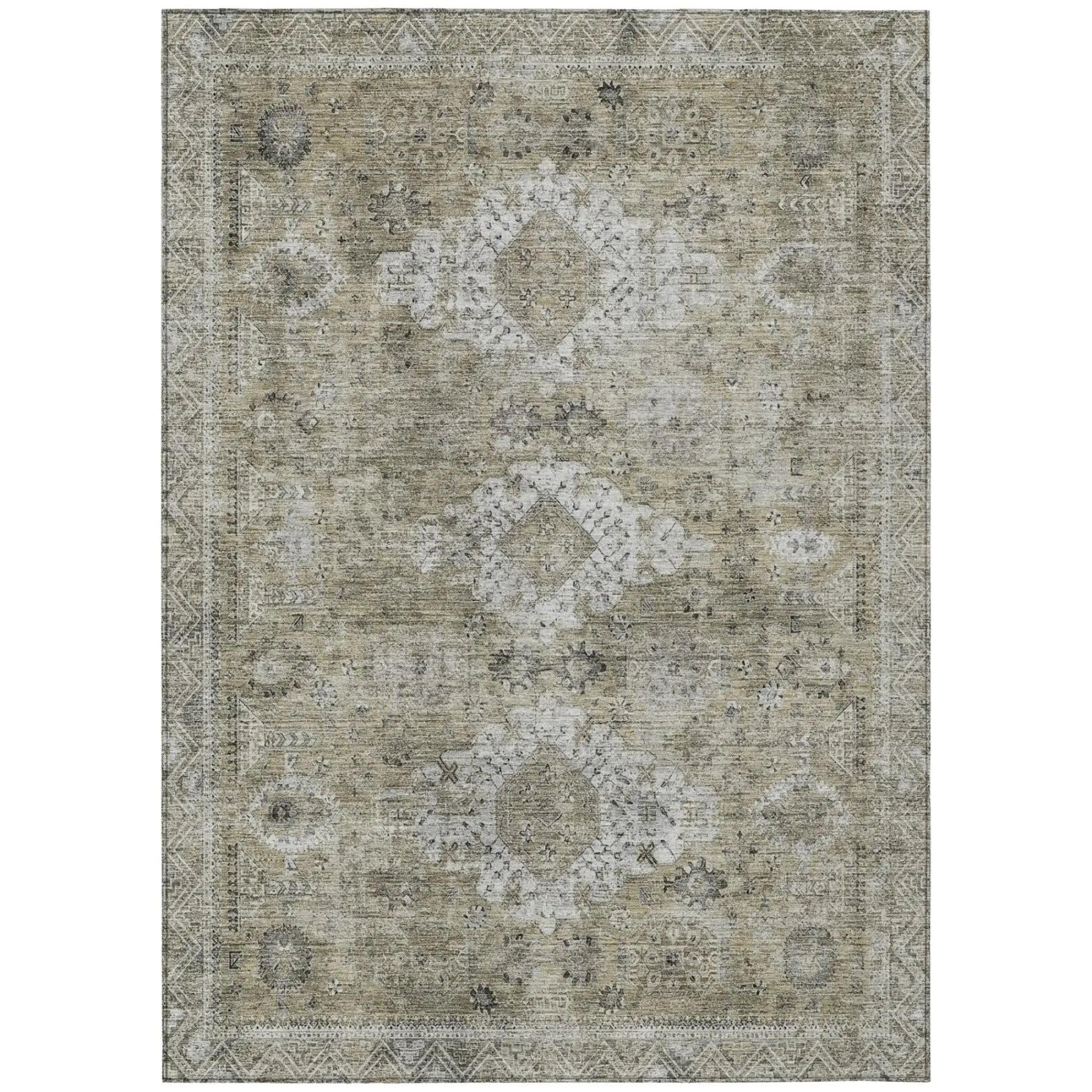 3' X 5' Beige And Brown Oriental Washable Indoor Outdoor Area Rug Homeroots Outdoor