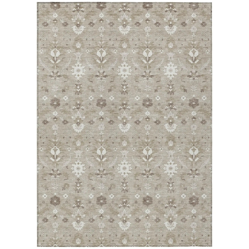 3' X 5' Beige And Brown Oriental Washable Indoor Outdoor Area Rug Homeroots Outdoor