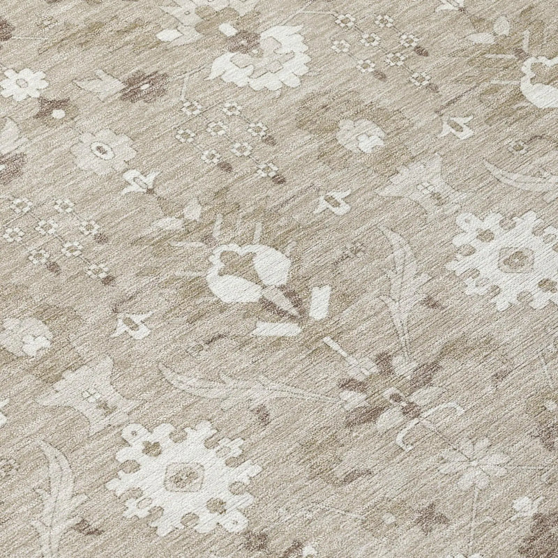 3' X 5' Beige And Brown Oriental Washable Indoor Outdoor Area Rug Homeroots Outdoor