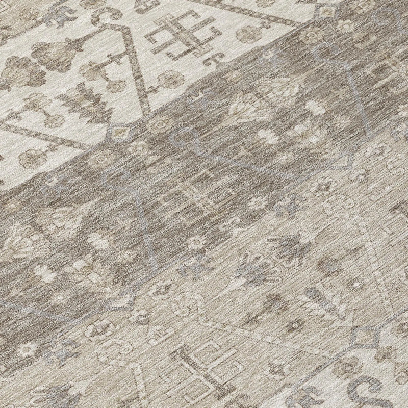3' X 5' Beige And Brown Oriental Washable Indoor Outdoor Area Rug Homeroots Outdoor