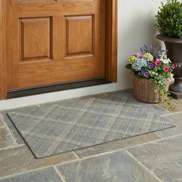 3' X 5' Beige And Brown Plaid Washable Indoor Outdoor Area Rug Homeroots Outdoor