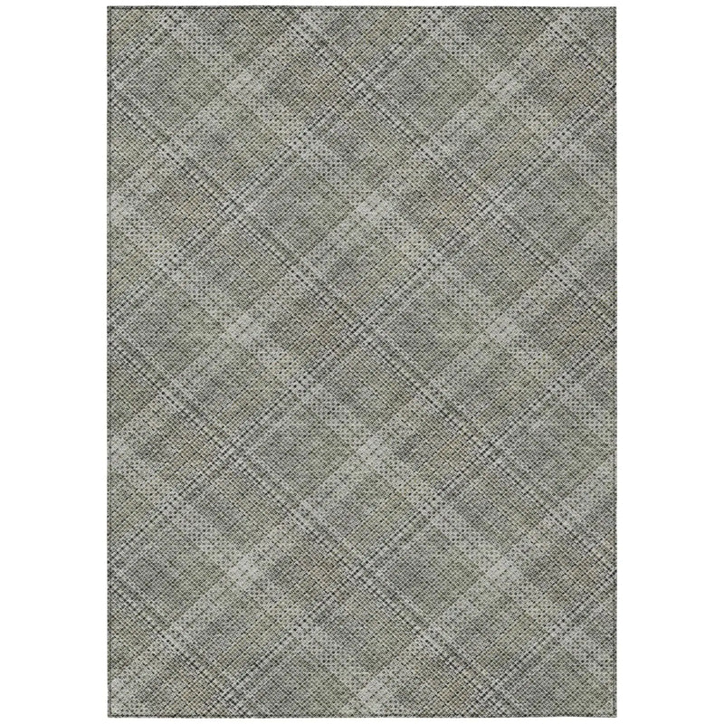 3' X 5' Beige And Brown Plaid Washable Indoor Outdoor Area Rug Homeroots Outdoor