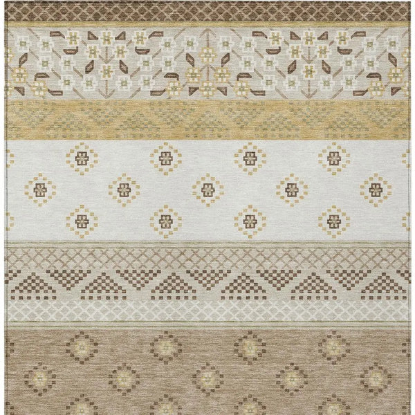 3' X 5' Beige And Brown Striped Washable Indoor Outdoor Area Rug Homeroots Outdoor