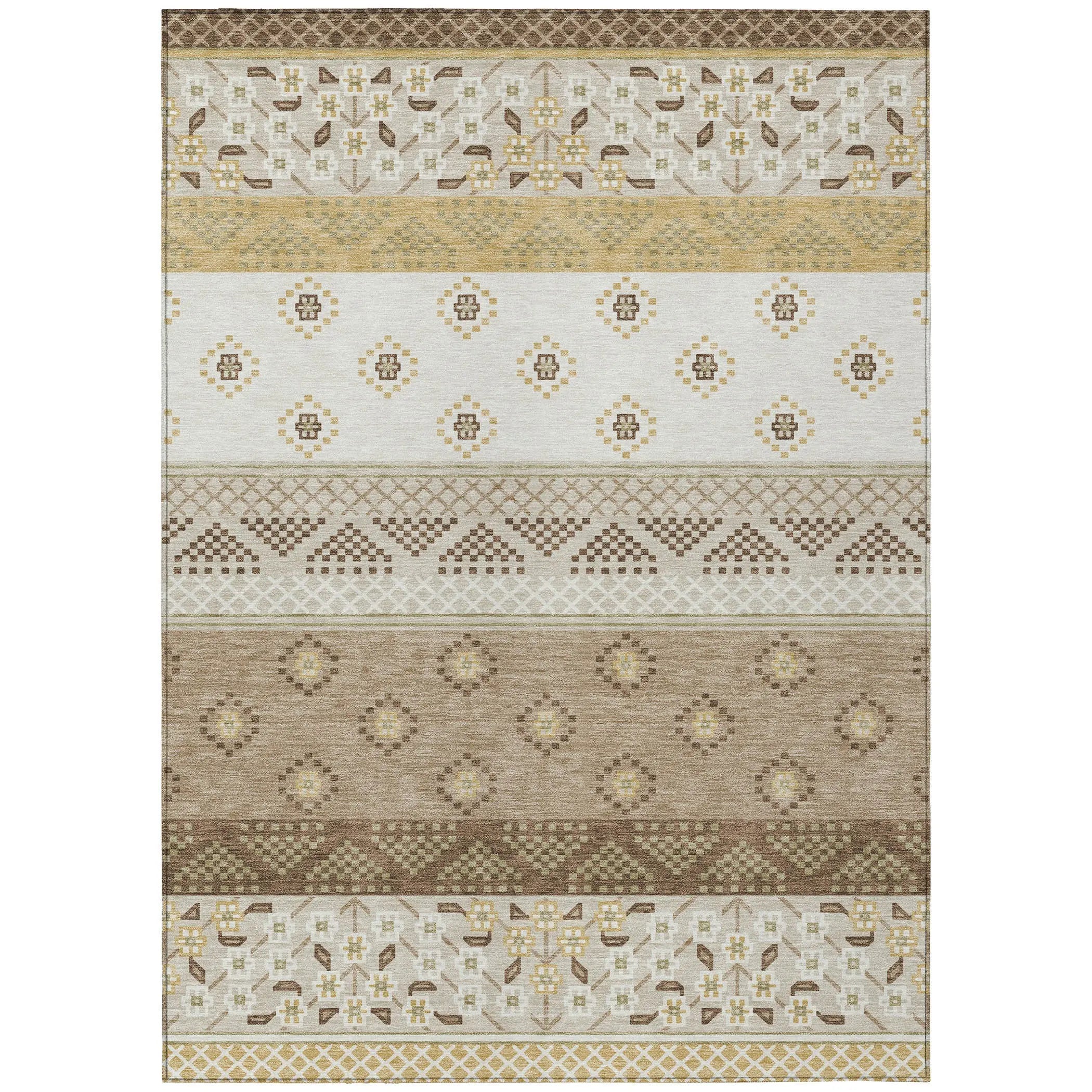 3' X 5' Beige And Brown Striped Washable Indoor Outdoor Area Rug Homeroots Outdoor