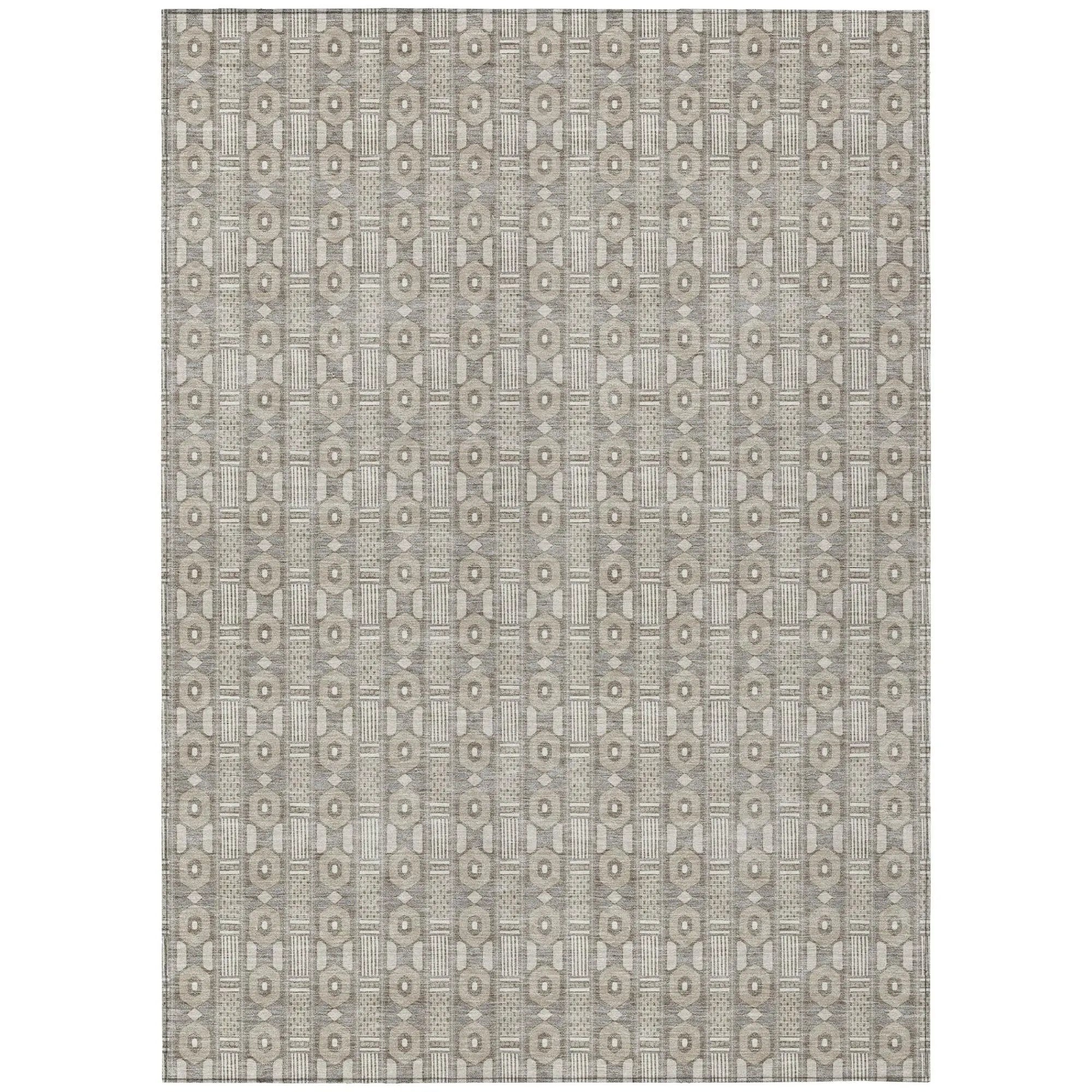 3' X 5' Beige And Brown Striped Washable Indoor Outdoor Area Rug Homeroots Outdoor