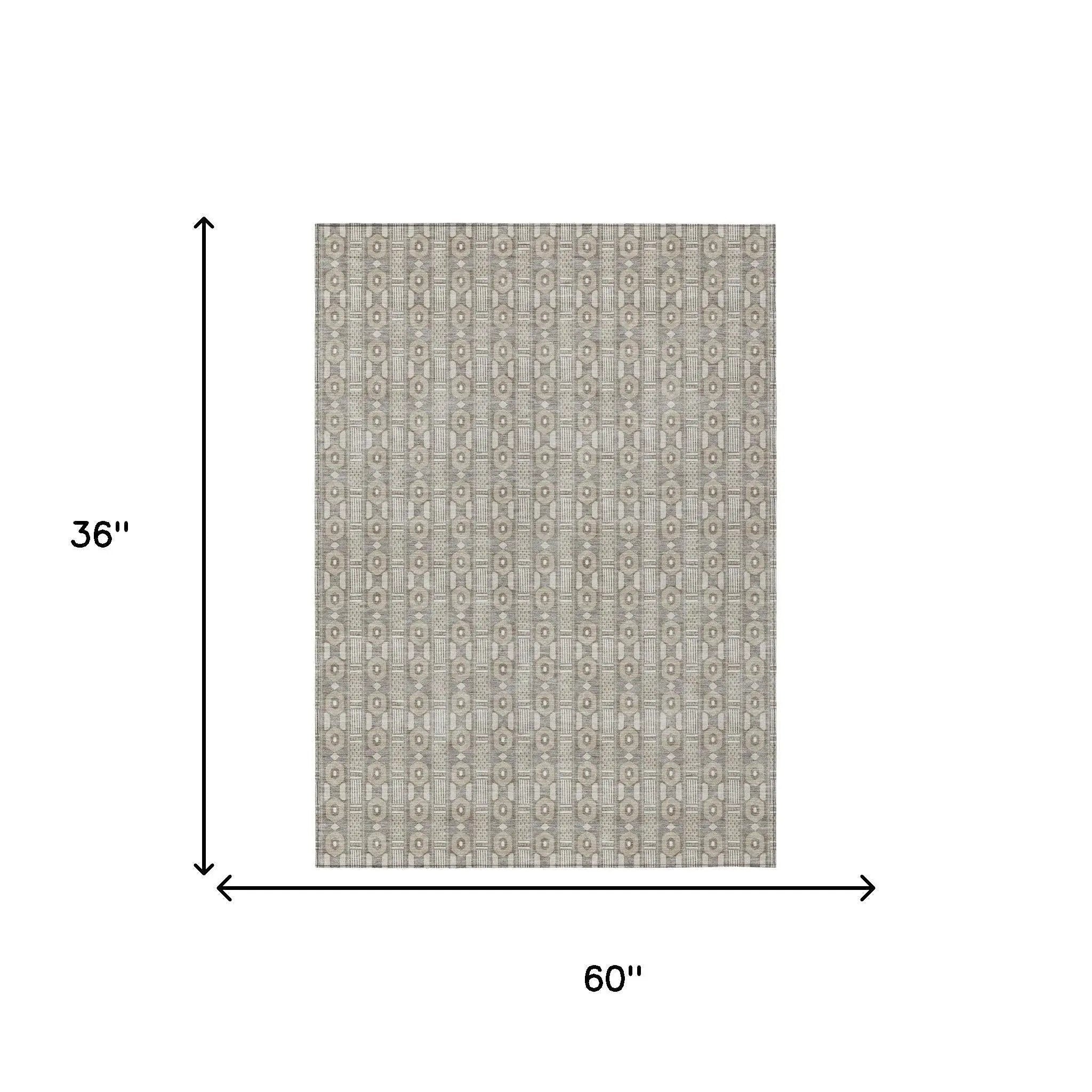 3' X 5' Beige And Brown Striped Washable Indoor Outdoor Area Rug Homeroots Outdoor