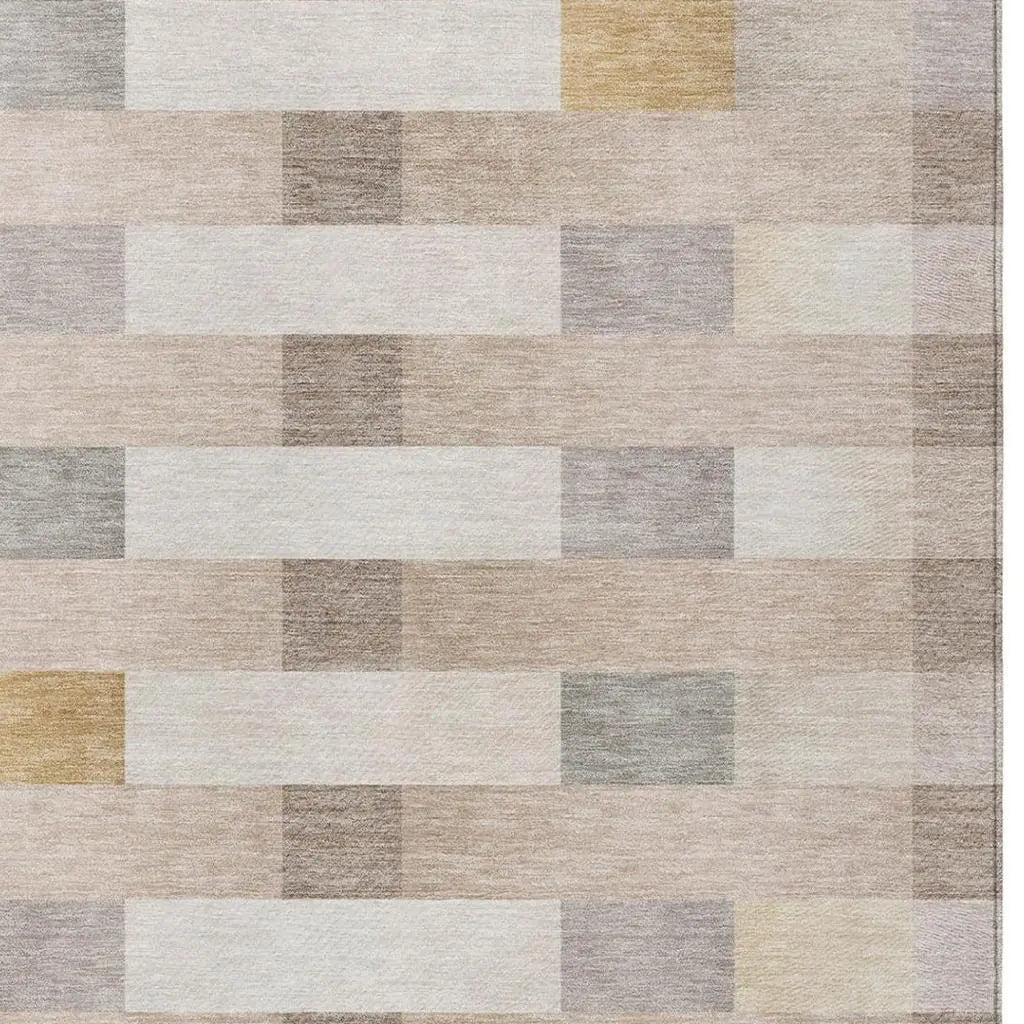 3' X 5' Beige And Brown Striped Washable Indoor Outdoor Area Rug Homeroots Outdoor