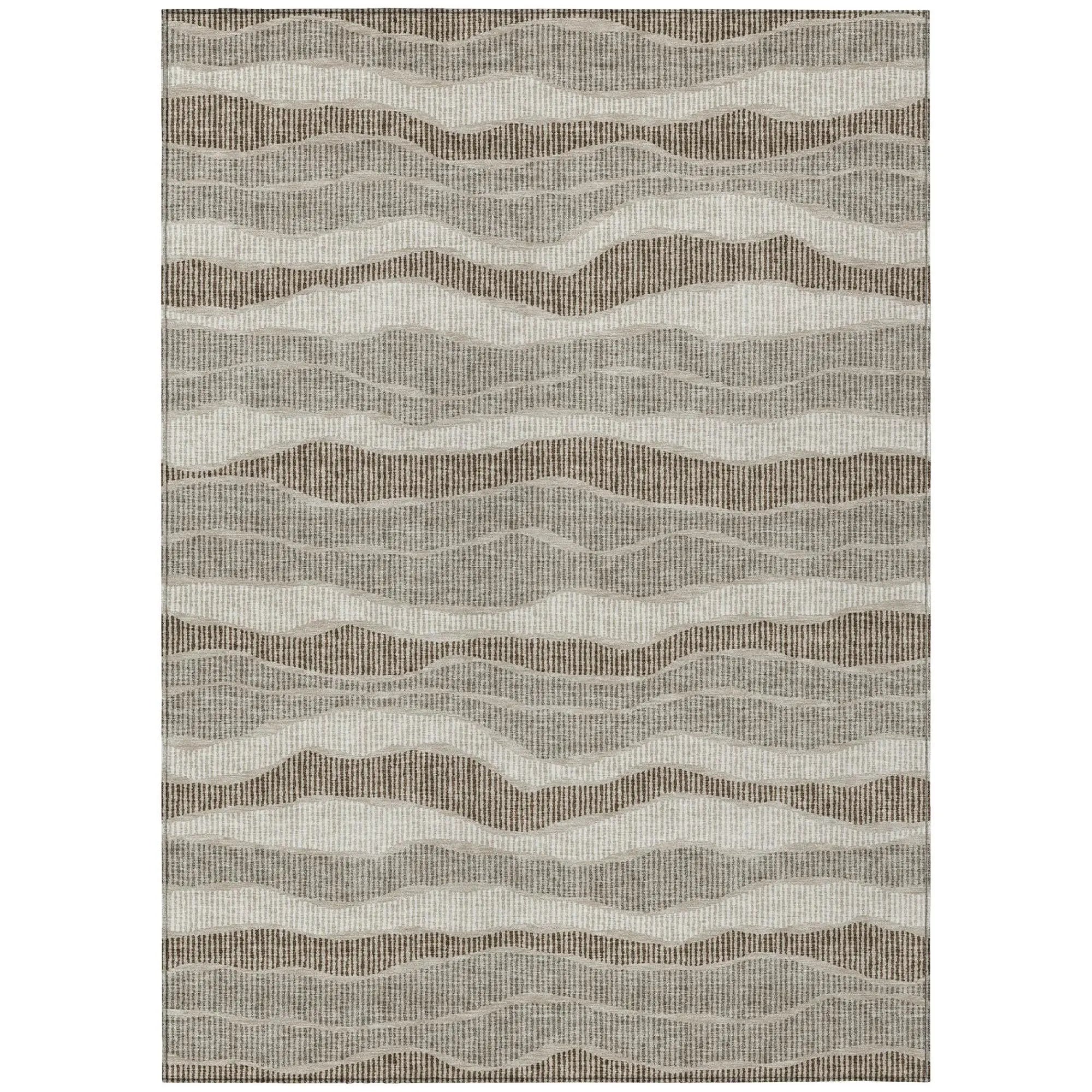 3' X 5' Beige And Brown Striped Washable Indoor Outdoor Area Rug Homeroots Outdoor