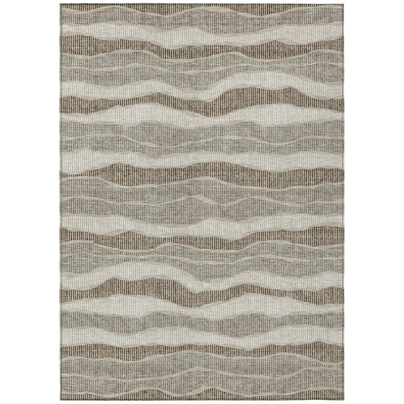 3' X 5' Beige And Brown Striped Washable Indoor Outdoor Area Rug Homeroots Outdoor