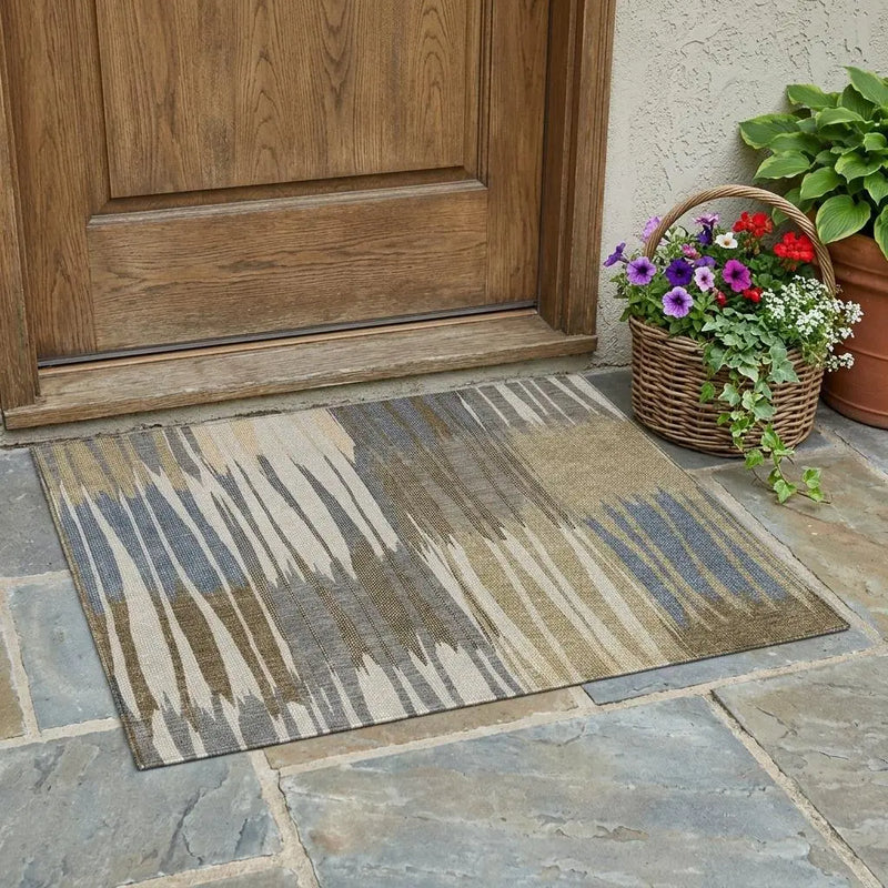 3' X 5' Beige And Brown Striped Washable Indoor Outdoor Area Rug Homeroots Outdoor