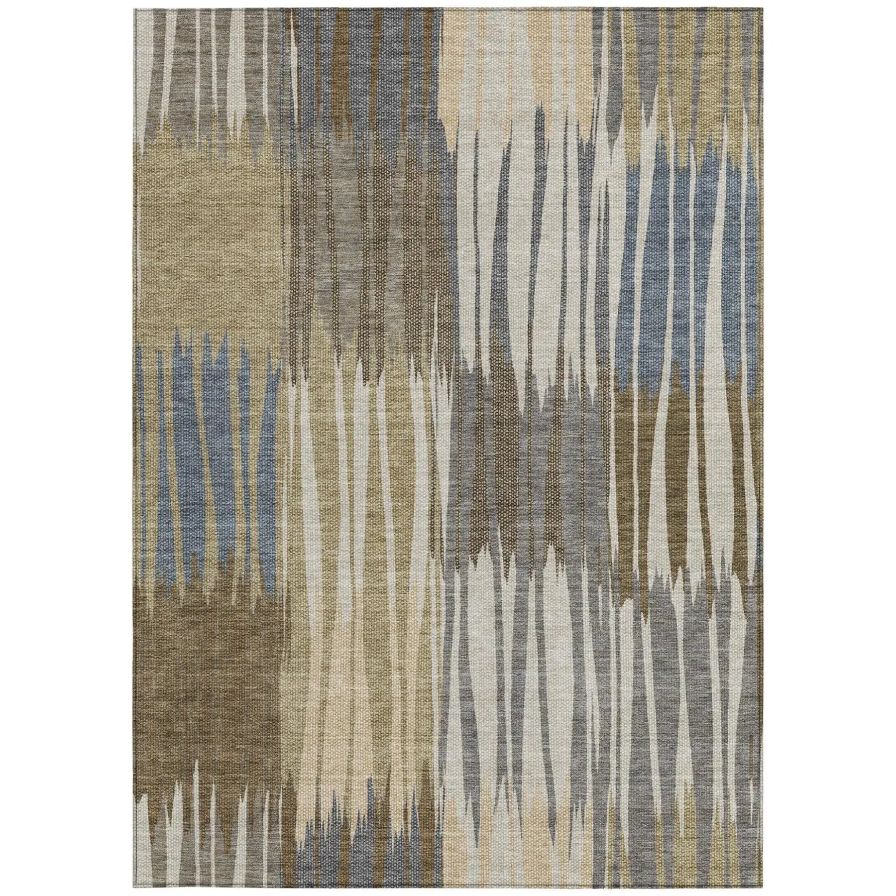 3' X 5' Beige And Brown Striped Washable Indoor Outdoor Area Rug Homeroots Outdoor