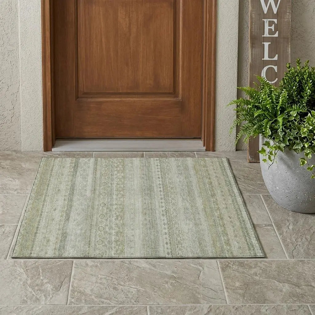 3' X 5' Beige And Brown Striped Washable Indoor Outdoor Area Rug Homeroots Outdoor