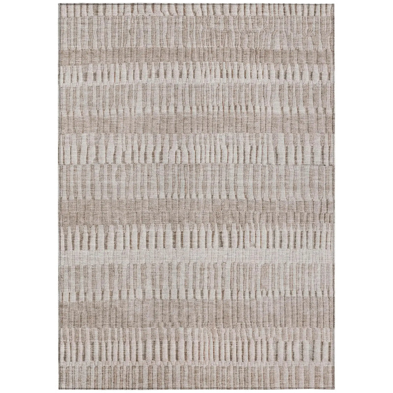 3' X 5' Beige And Brown Striped Washable Indoor Outdoor Area Rug Homeroots Outdoor