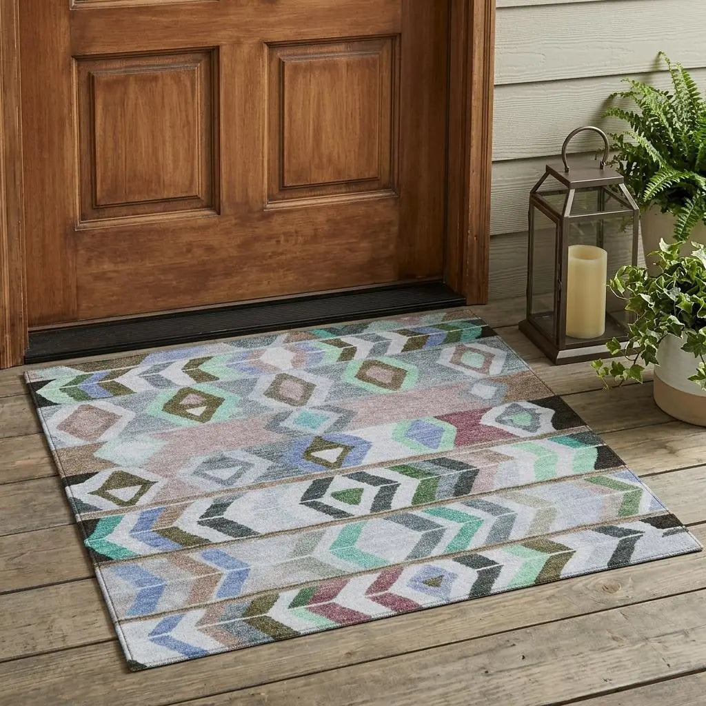 3' X 5' Beige And Brown Tribal Washable Indoor Outdoor Area Rug Homeroots Outdoor